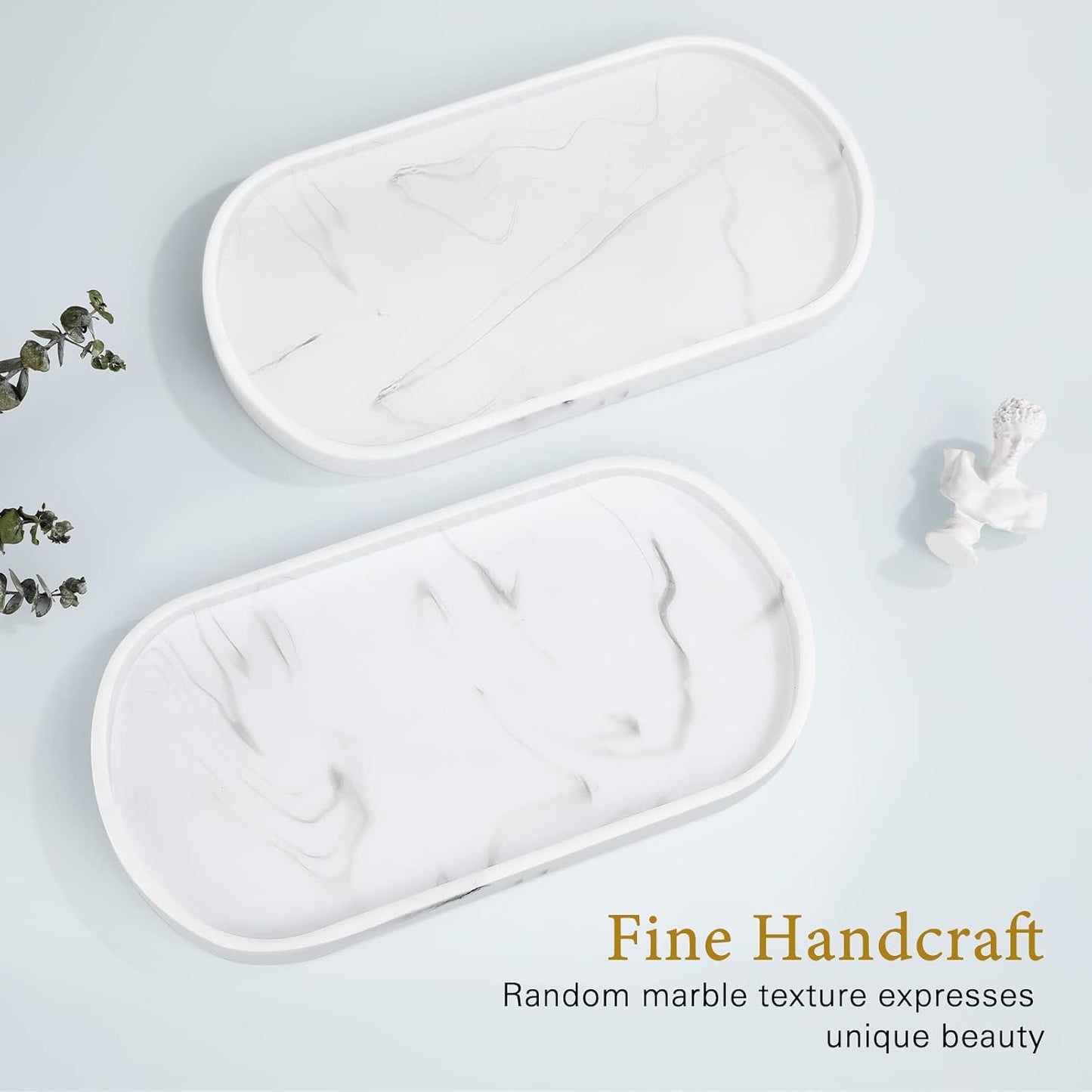 Bathroom Vanity Tray / G - Marble White / Medium