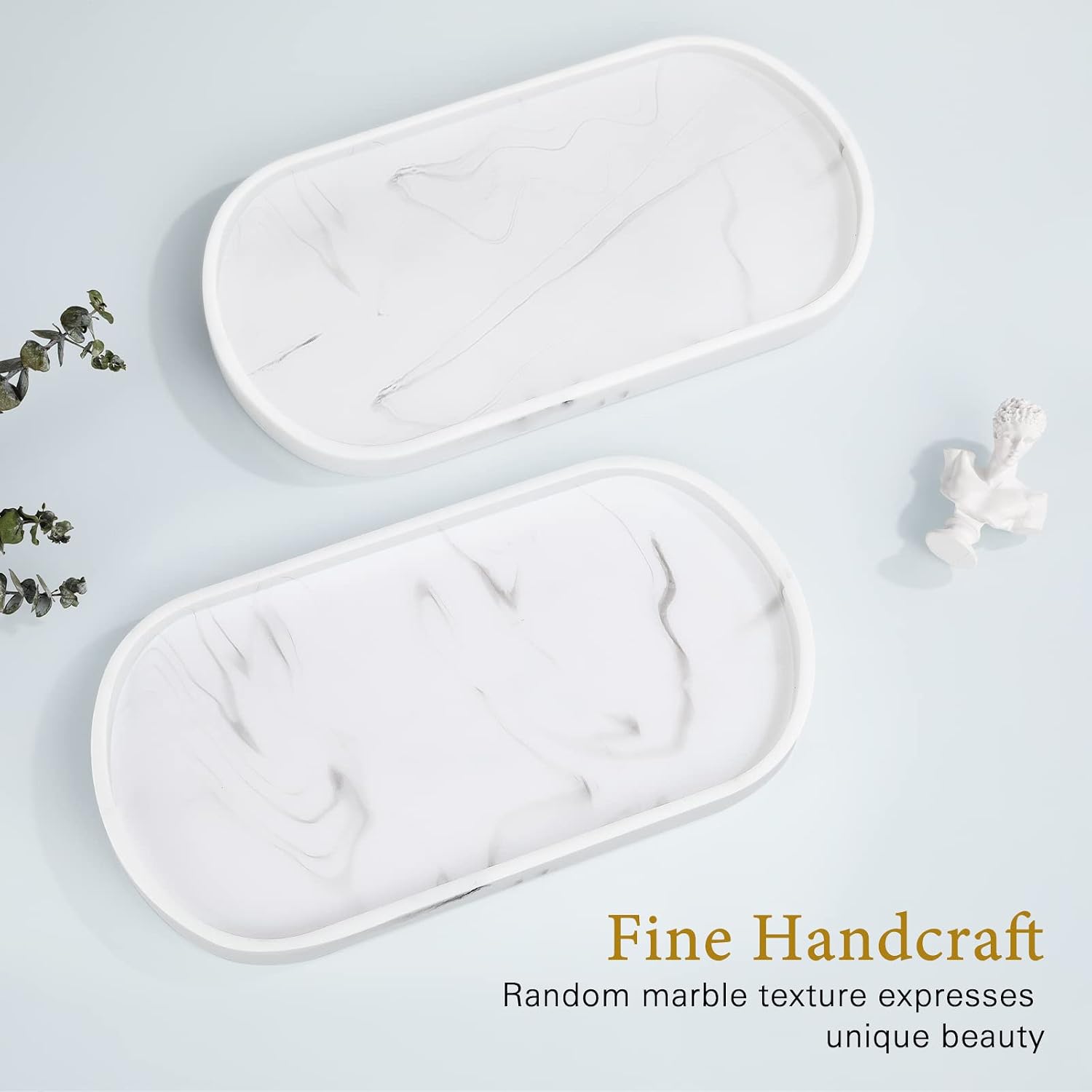 Bathroom Vanity Tray / G - Marble White / Medium