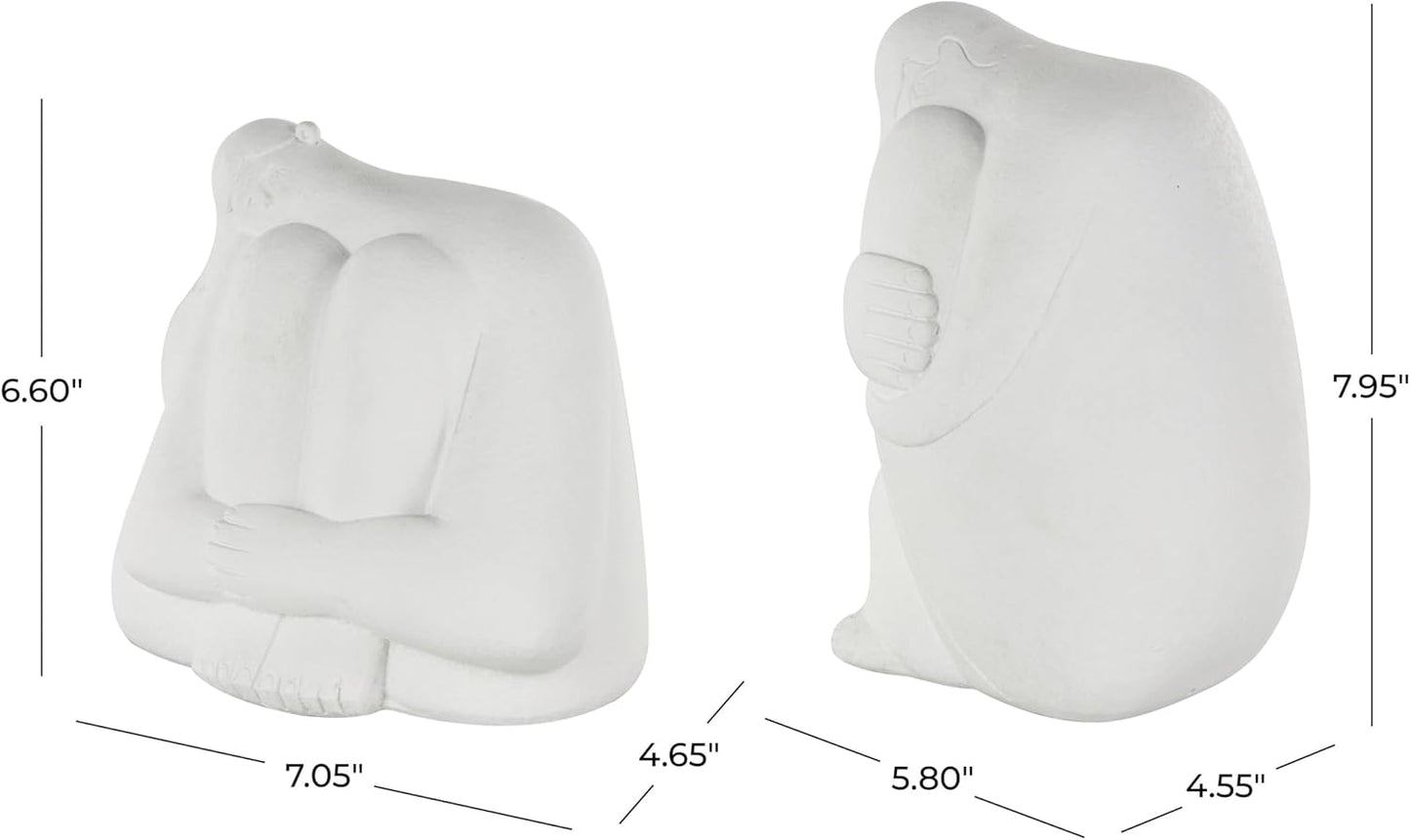 Resin People Decorative Sculpture Abstract Home Decor Statues / White / 8", 7"H / Set of 2