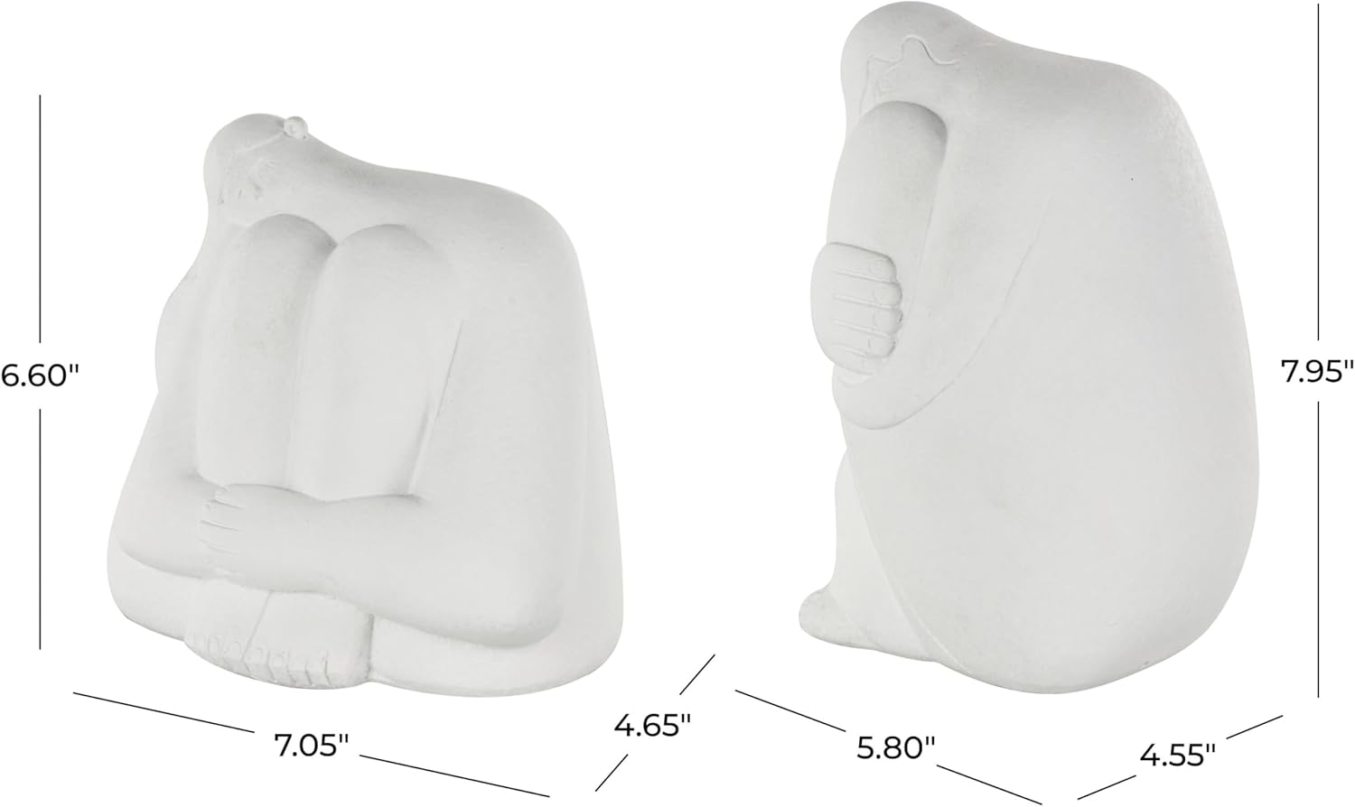 Resin People Decorative Sculpture Abstract Home Decor Statues / White / 8", 7"H / Set of 2