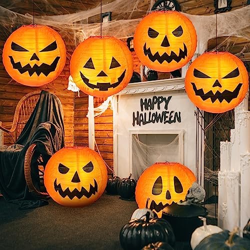 Retisee 24 Pcs Halloween Paper Lanterns Jack O Lantern 12 Inch,Pumpkin