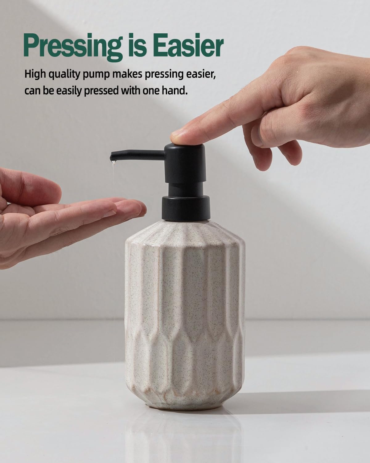 Bathroom Soap Dispenser Set, 16 OZ Ceramic Hand Soap Dispenser for Bathroom, Luxurious Hand and Dish Soap Dispenser Set
