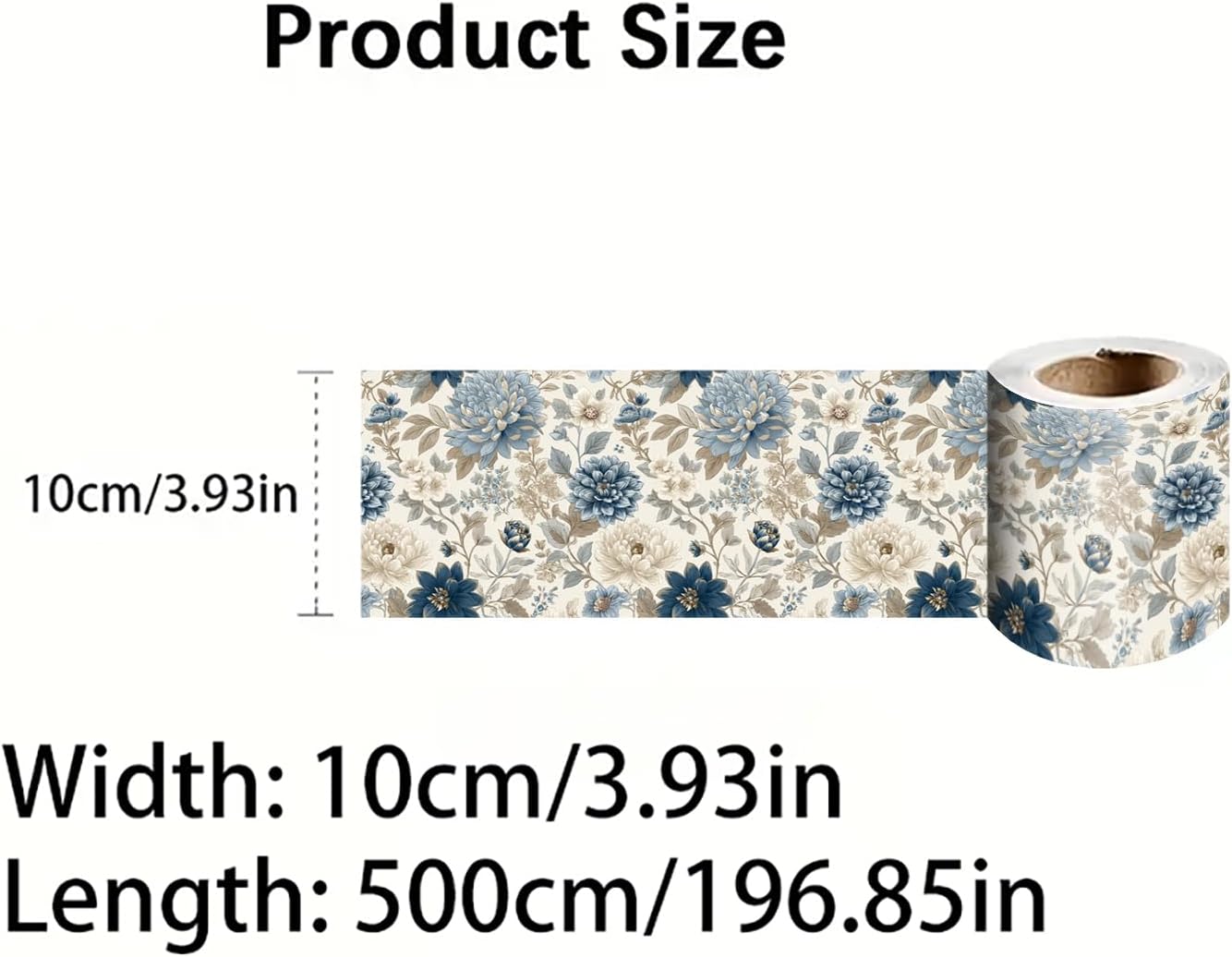 Blue Floral Wallpaper Border Peel and Stick Removable Vinyl Wall Border / Blue Floral#2 / 196 x 4