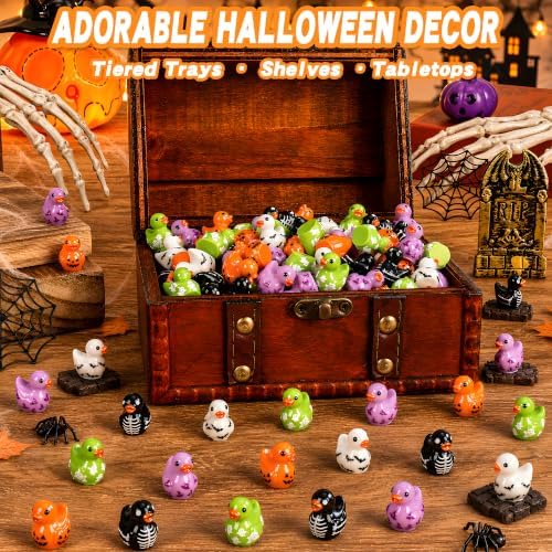 120Pcs Halloween Mini Resin Ducks Miniature Halloween Trinkets