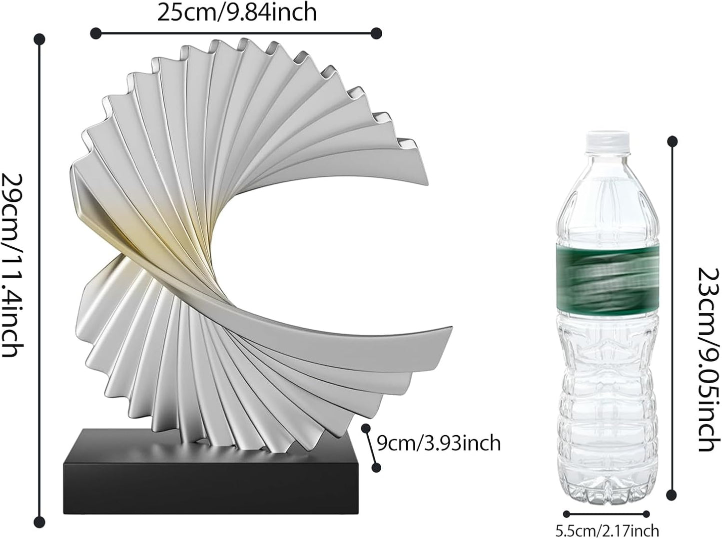 Modern Funky Abstract Statue / Silver / Wave Statue