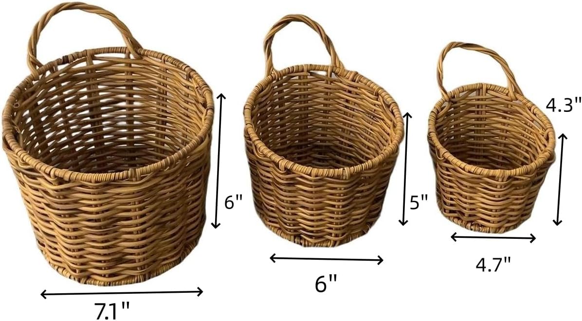 Rattan-Style Woven Storage Baskets / Natural / Set of 3