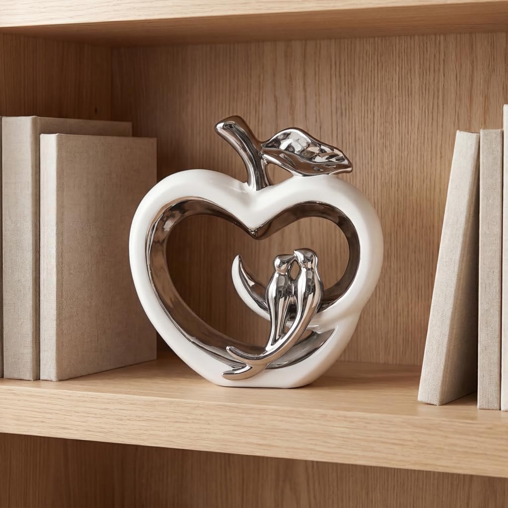Ceramic Statue Home Decor / White Silver