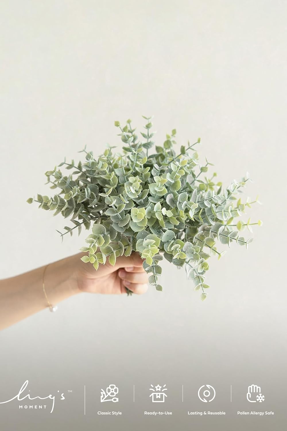 Artificial Plants Eucalyptus Leaves Branches / Grn- Dusty / Set of 18