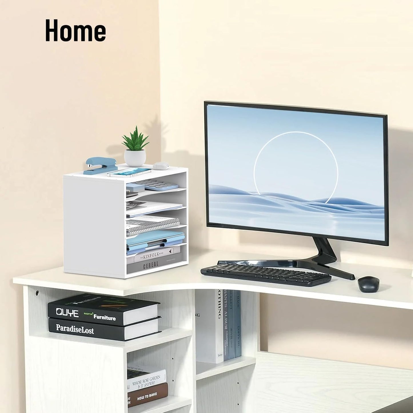 5-Tier Paper Organizer for Desk, Adjustable Mail Organizer, White | 5-Tier Paper Organizer and Mail Organizer for Desk