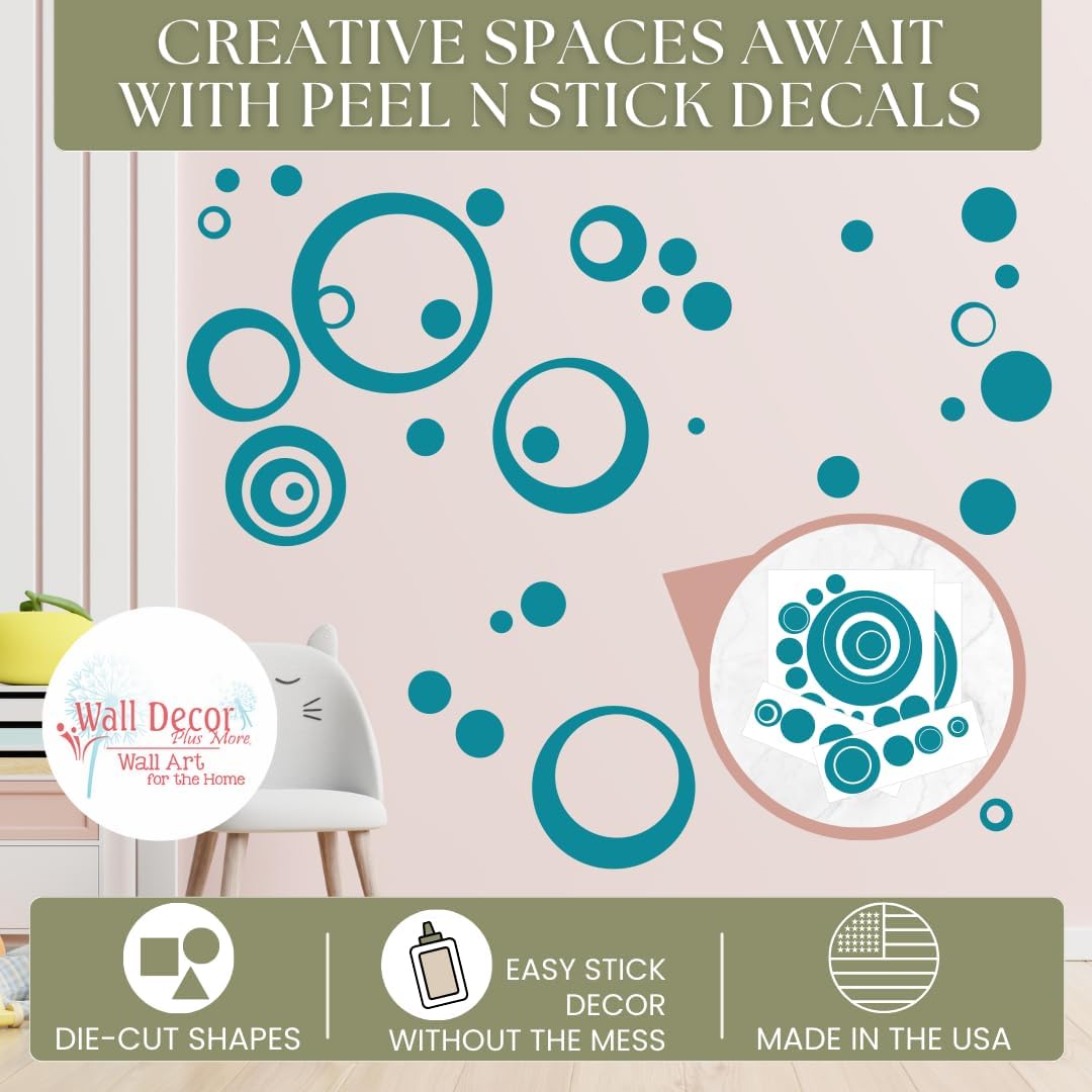 Wall Vinyl Sticker Decal Circles / Teal / 11 Inch