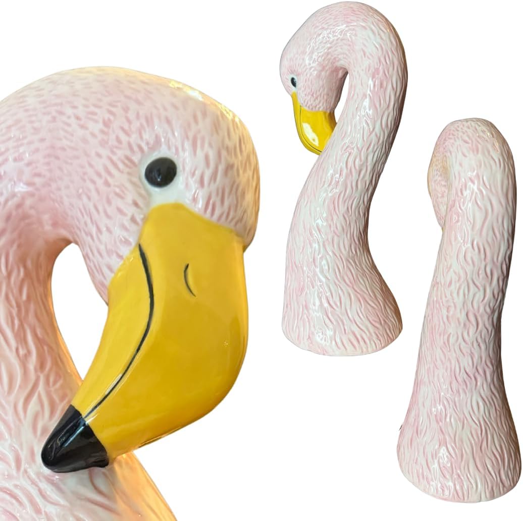 Ceramic Flamingo Vase Medium 10.5" Light Pastel / Pink