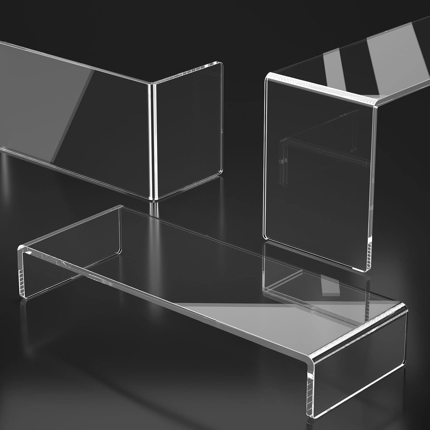 Acrylic Display Riser, 6 Pcs 9" Large Acrylic Risers | Thickened to 5mm Clear Rectangular Display Shelf for Cupcake