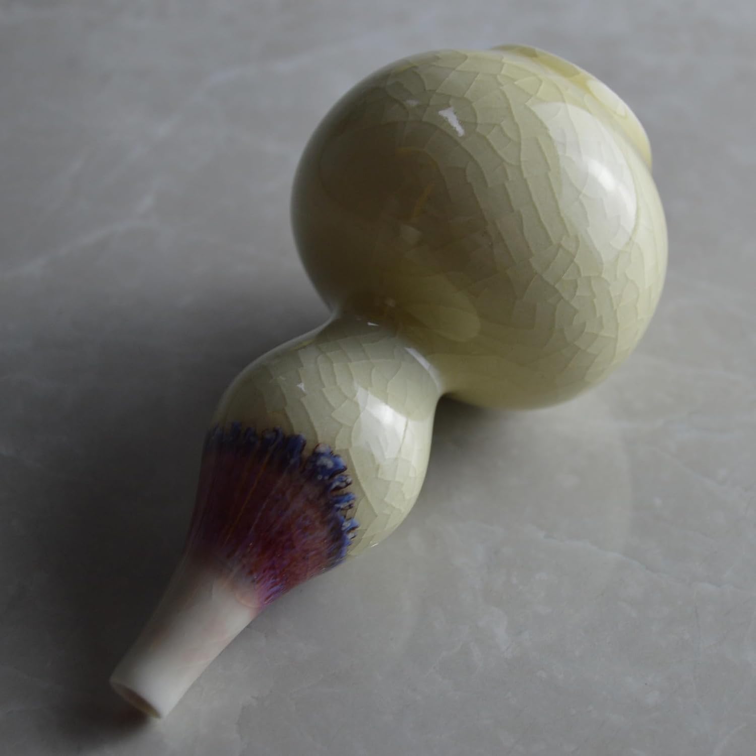 Glazed Porcelain Mini Tiny Vase Ceramic Mini Crackle Ice Pattern for Decoration / Hulu, Clay