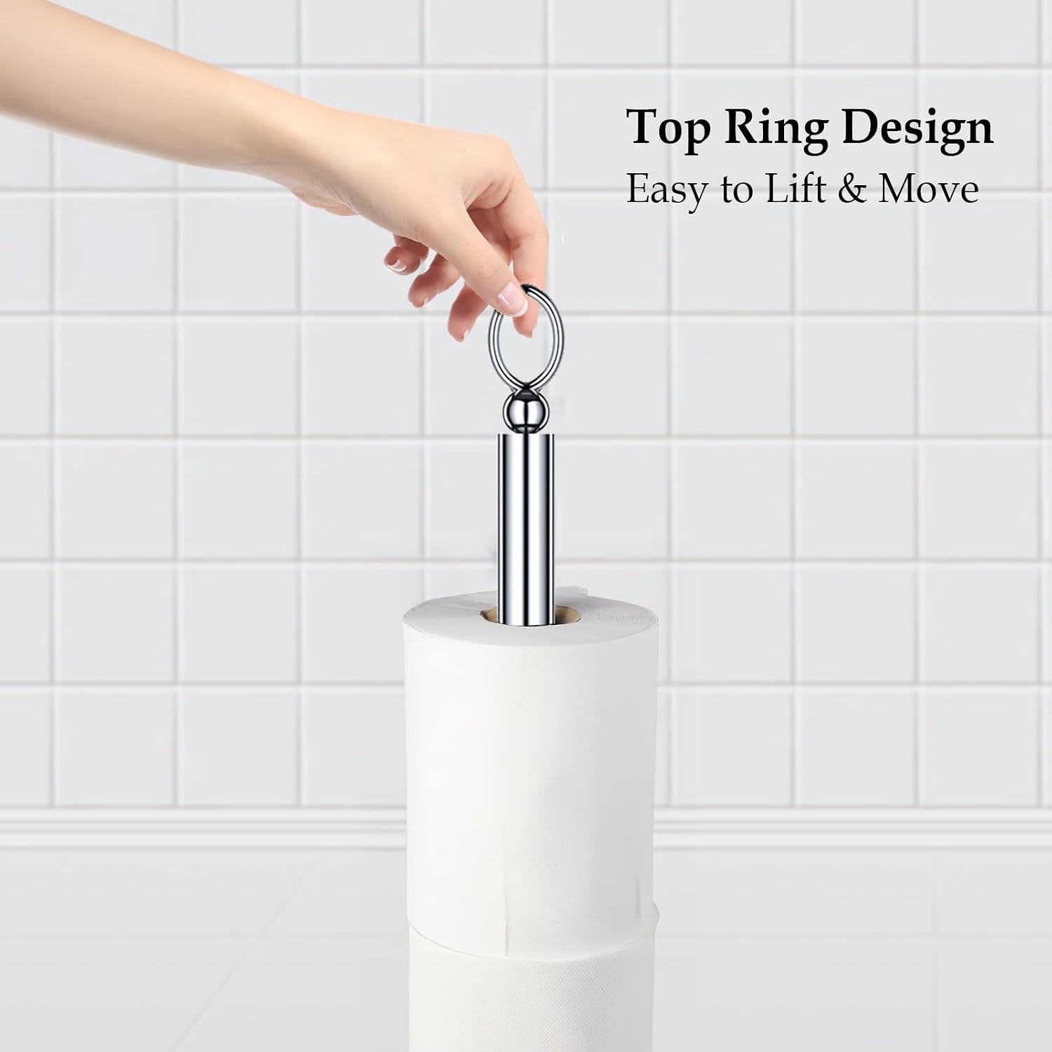 ROLABAM Heavy Weighted Toilet Paper Holder (with Reserve Function) Free Standing Toilet Paper Storage，Spare Toilet
