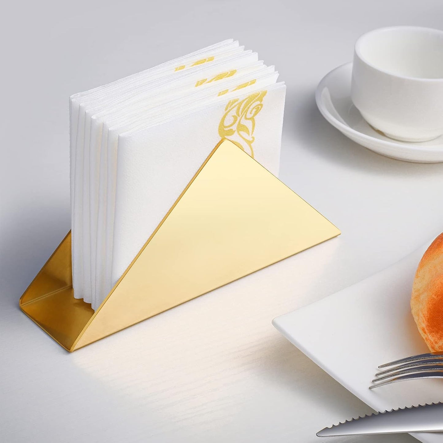 Modern Triangle Cocktail Napkin Dispenser Organizer / Gold