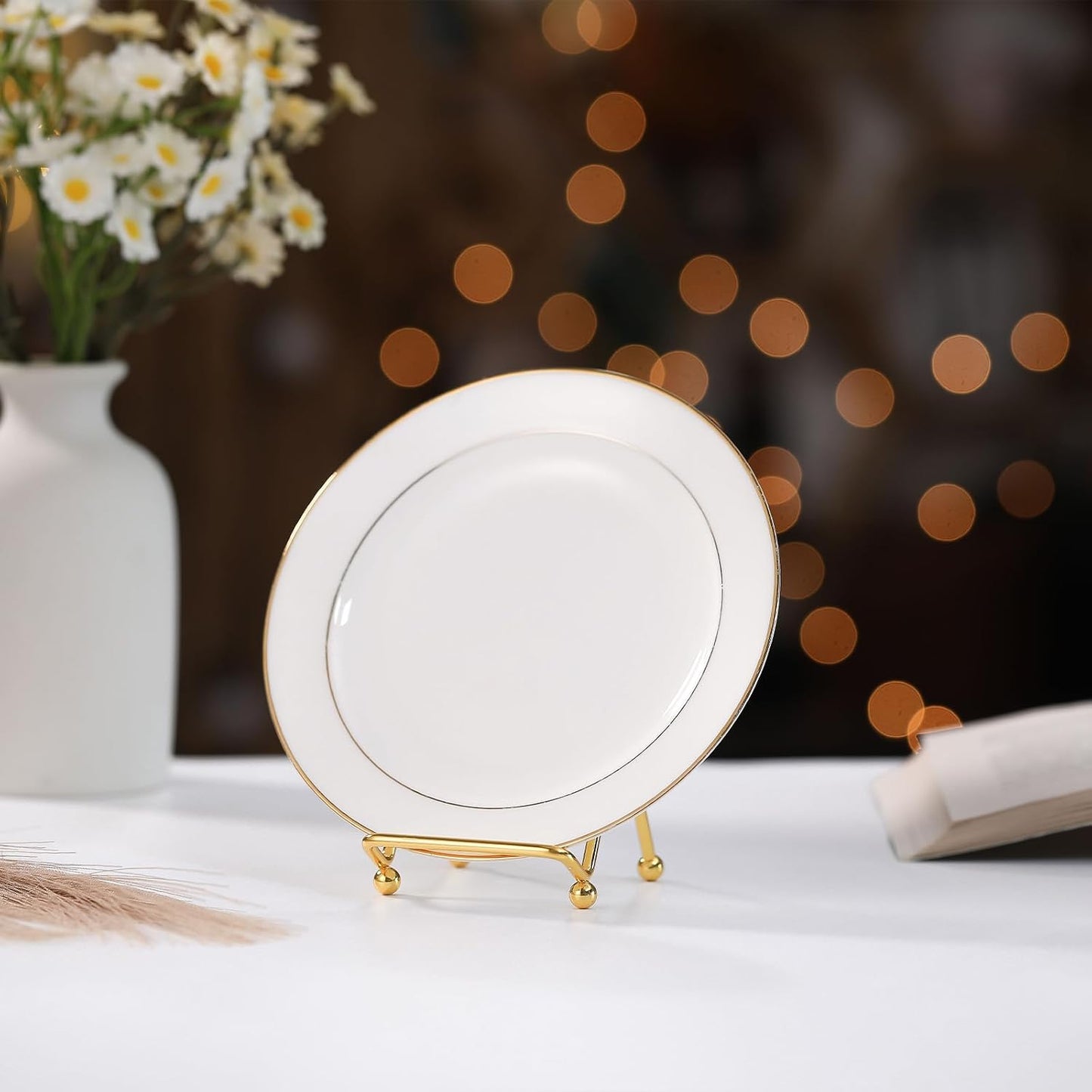 Small Plate Holder Display Stands Mini Metal Frame Stand for Picture / 2 Inch / Gold / Set of 4