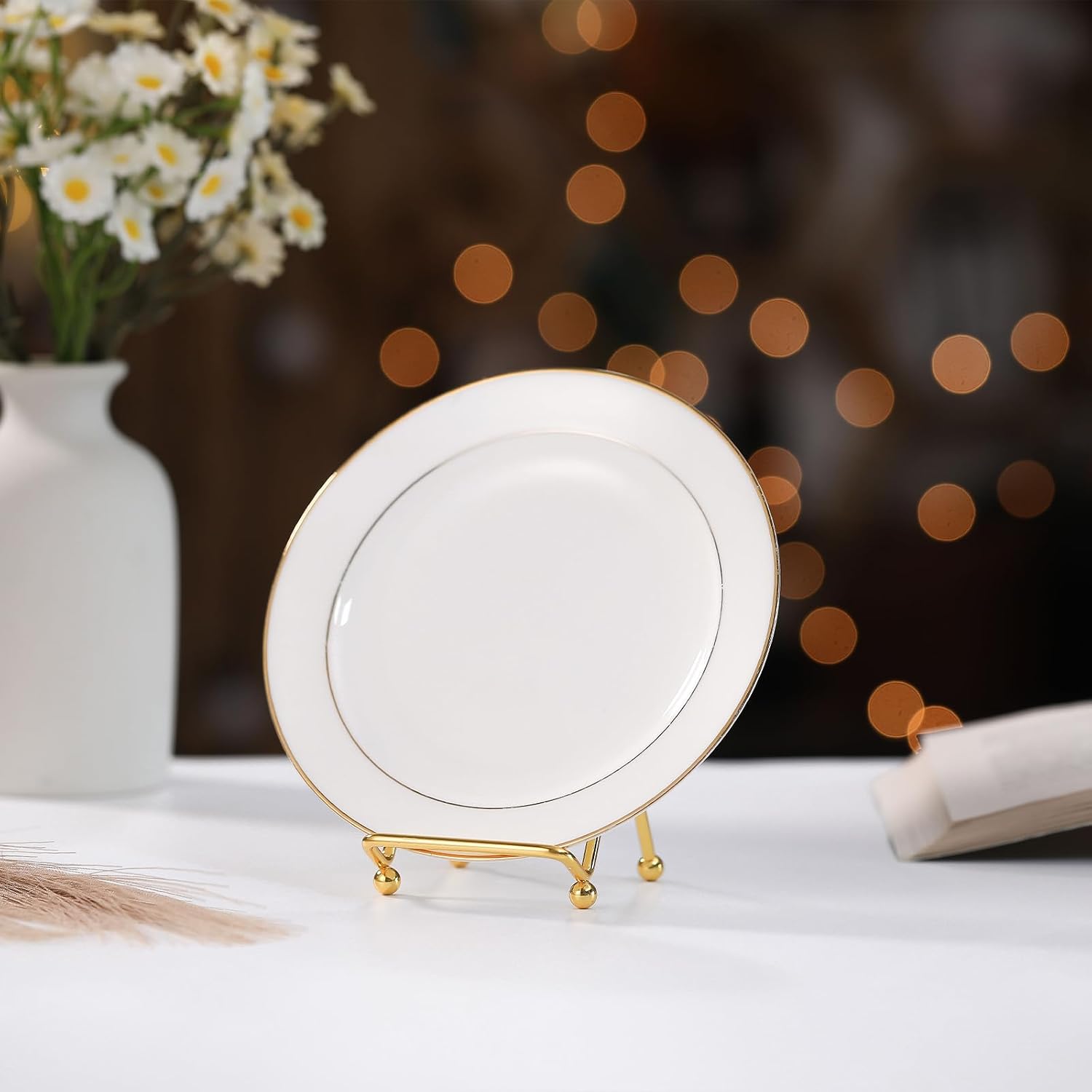 Small Plate Holder Display Stands Mini Metal Frame Stand for Picture / 2 Inch / Gold / Set of 4