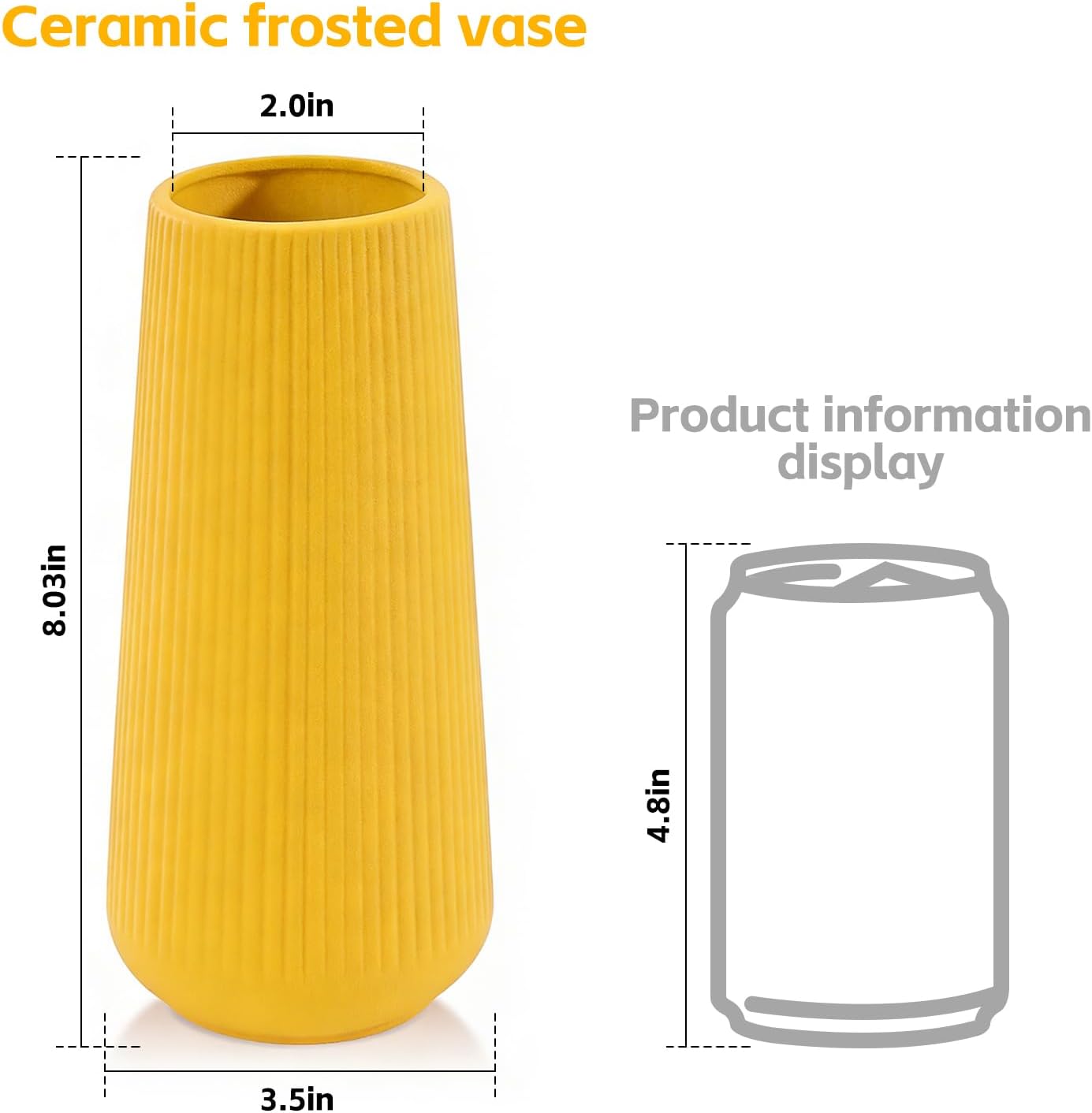 Ceramic Vase for Pampas Grass / Yellow