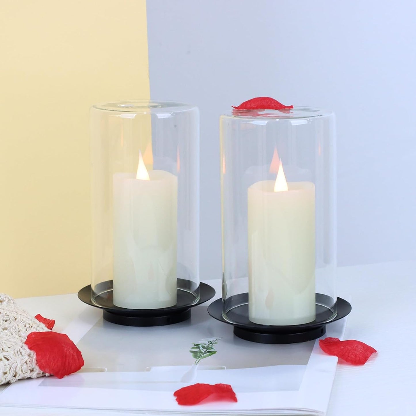 Flameless Candles Battery Operated with Remote Timer, 3D Moving Flame Flickering, Last 400+ Hours, 2" x 4" Ivory Real