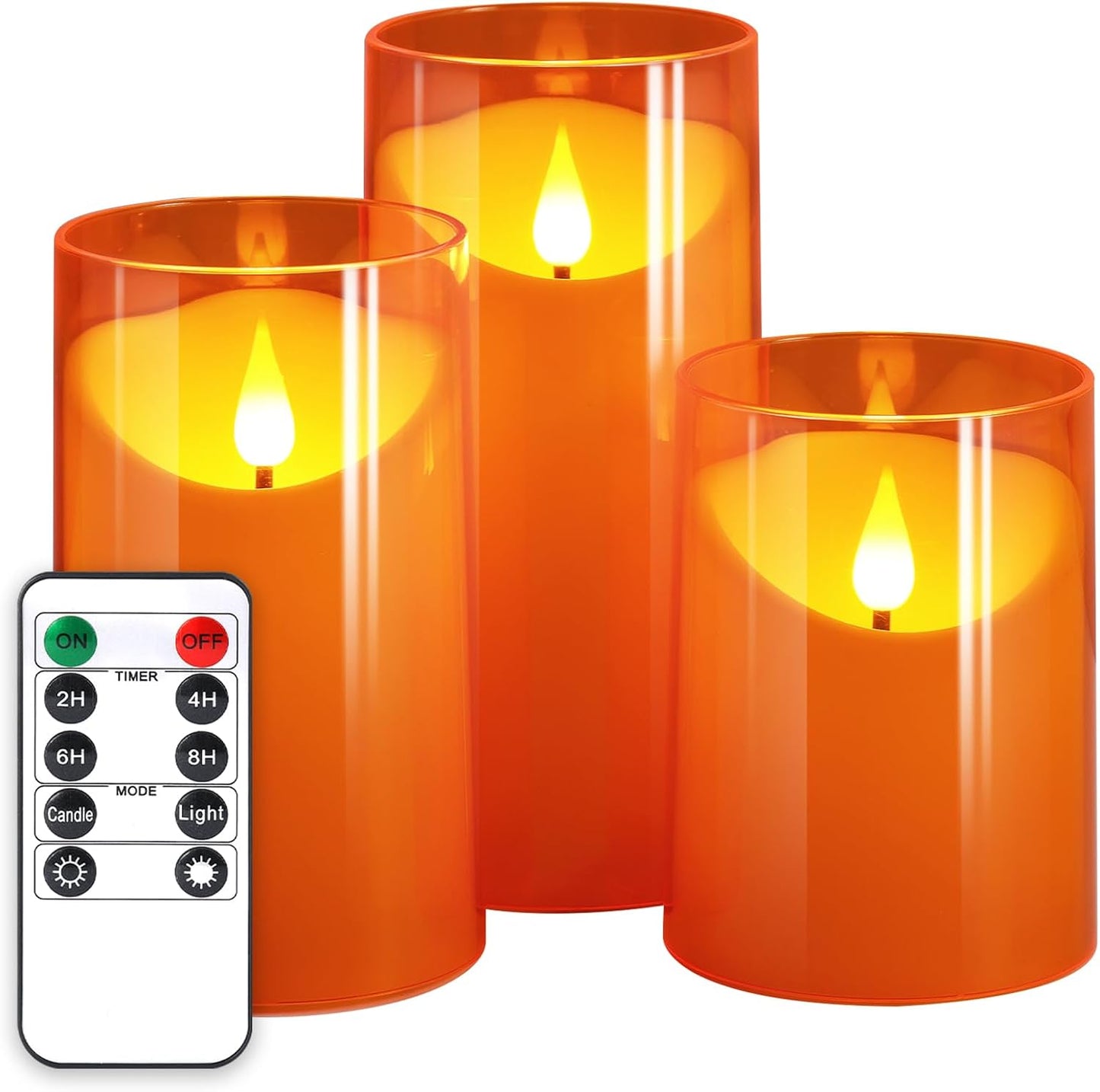 Hot Pink Ribbed Flameless Pillar Candles with Remote Set of 2