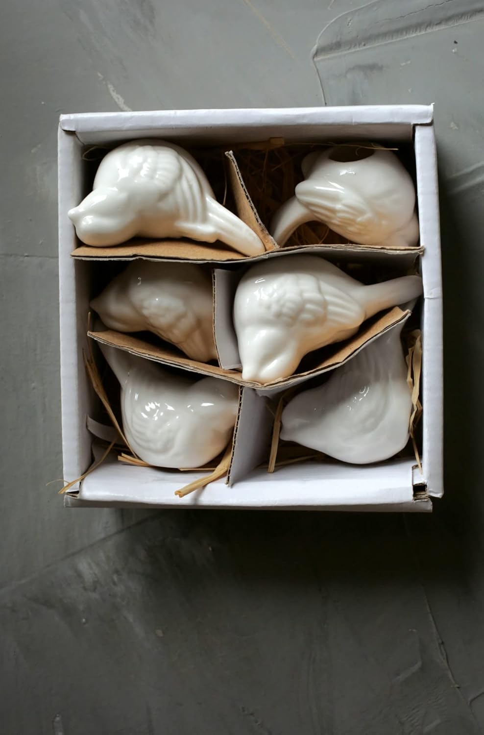 Creative Co-Op Ceramic / Birds / White / Set of 6