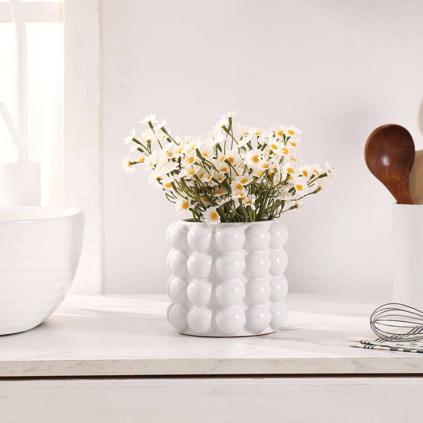 Ceramic Vase / Ceramic Flower Vases / White / Medium