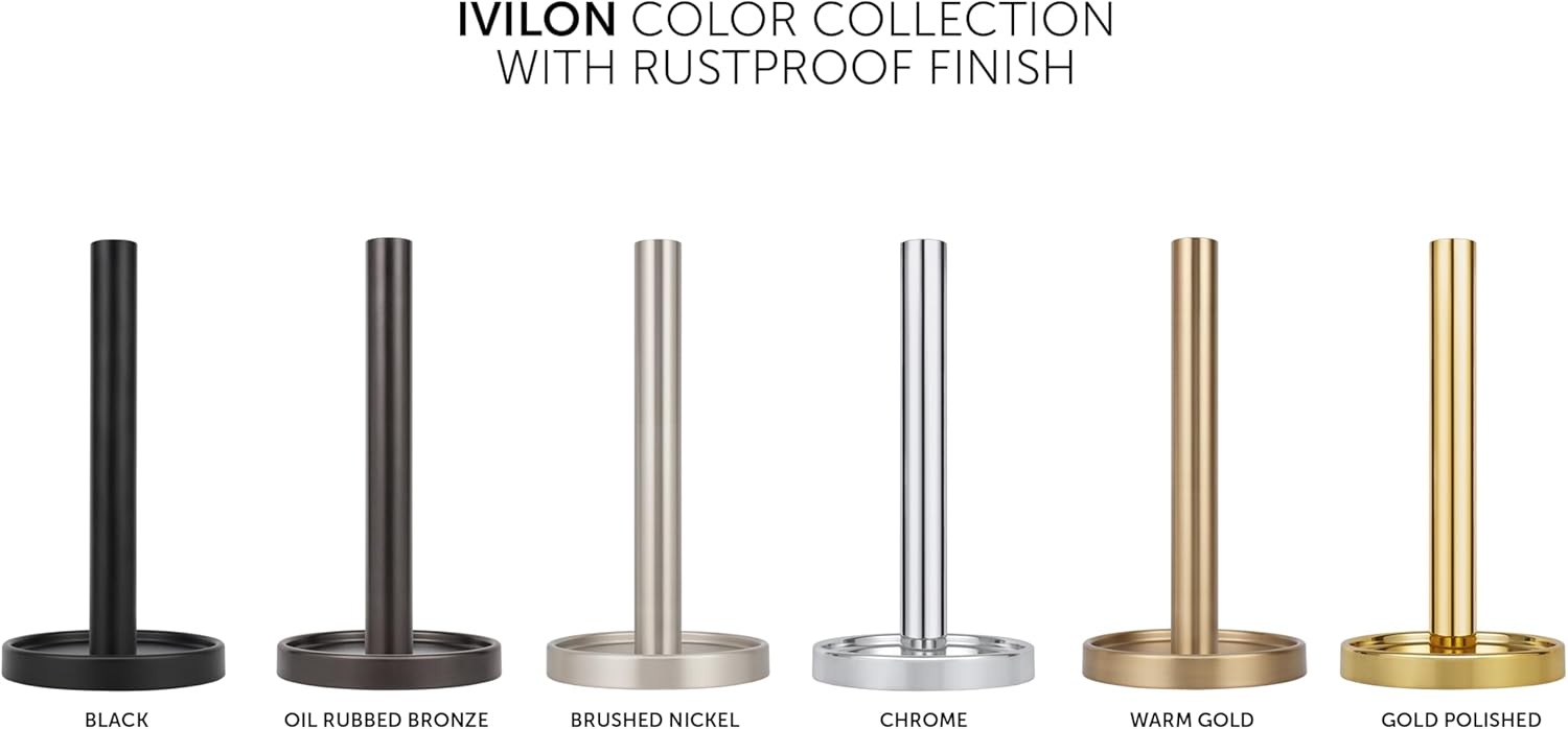 Ivilon Countertop Paper Towel Stand - Steady and Easy Tear - Fits All Paper Towel Rolls - Warm Gold