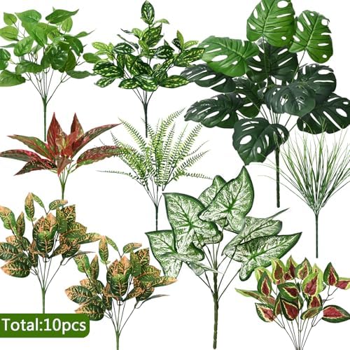 Faux Outdoor Plants, 10 Pcs UV Resistant Artificial Greenery Plants