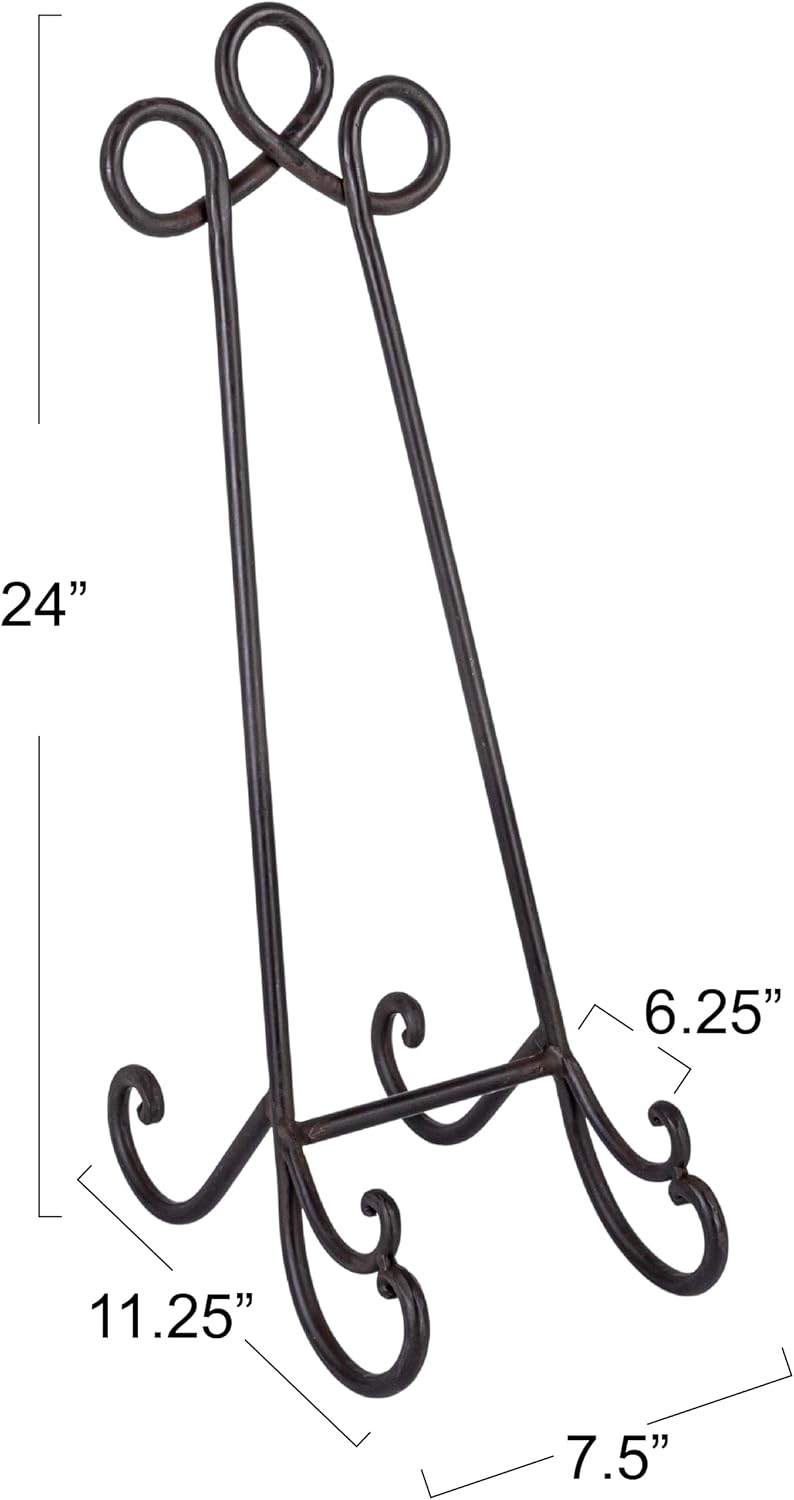 Creative Co-Op DE1159 Grey Metal Easel 24 Inch High