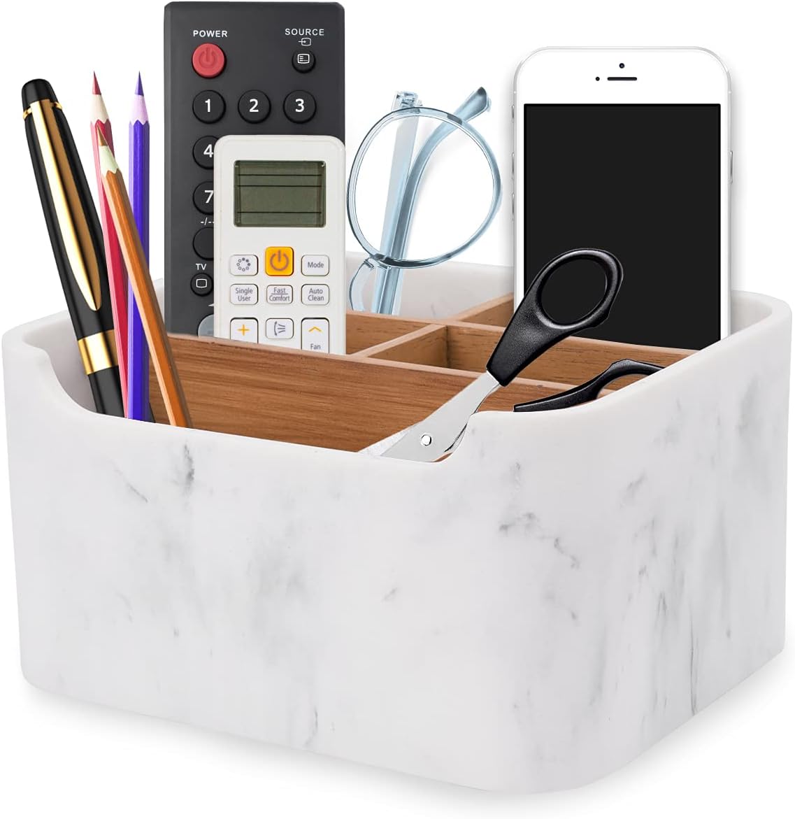 Remote Holders / Modern Office Controller Pen Phone Holder Organizer / MARBLE / Set of 2