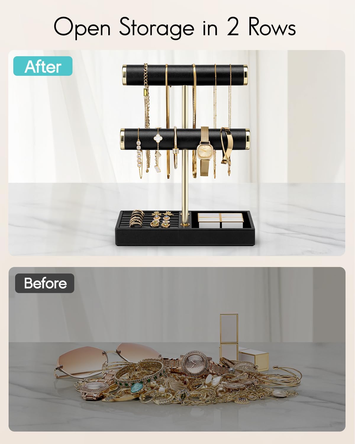 Tray / Jewelry Holder Display / Black / 2 Tier