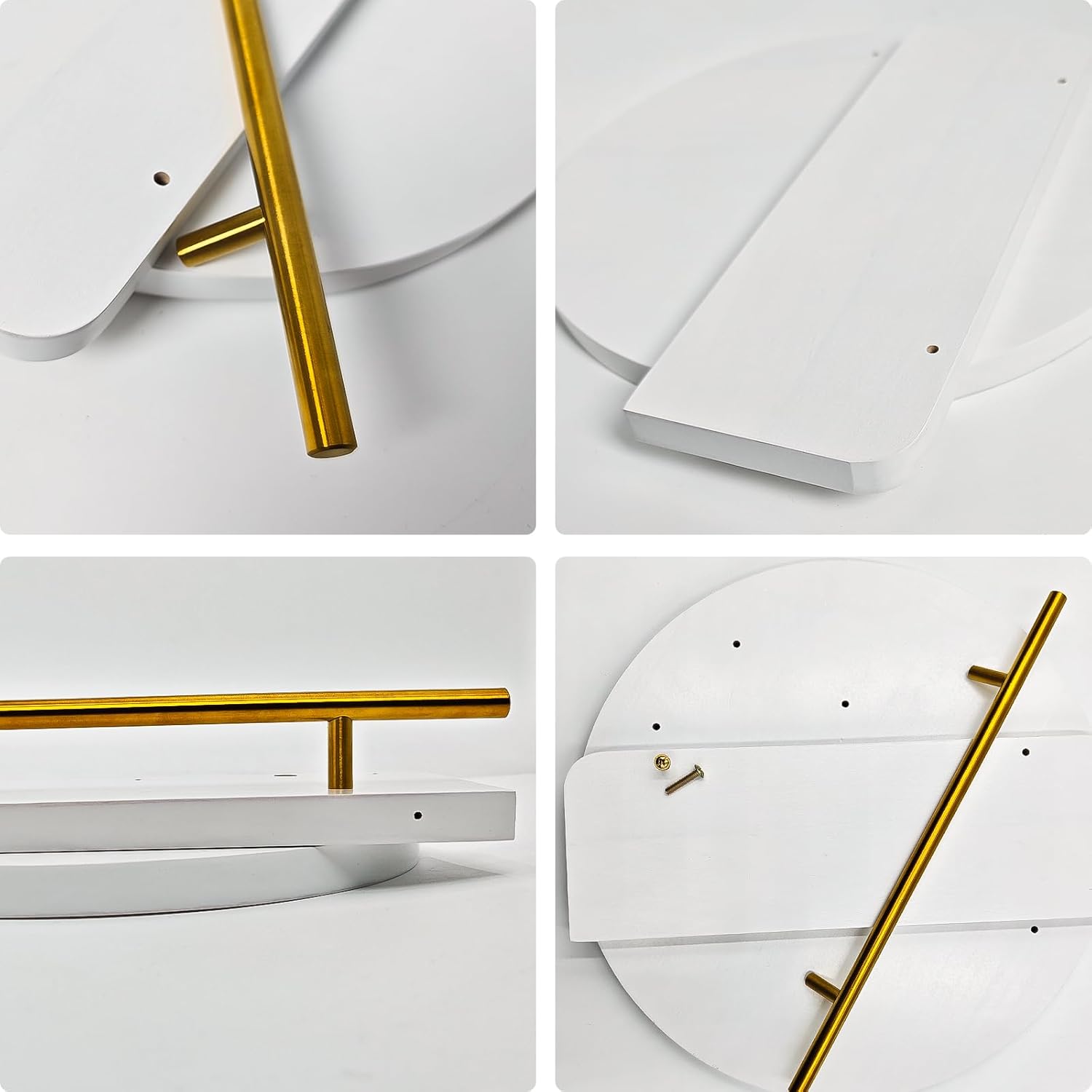 Shelf and Hooks / White&gold / 11.8 Inch