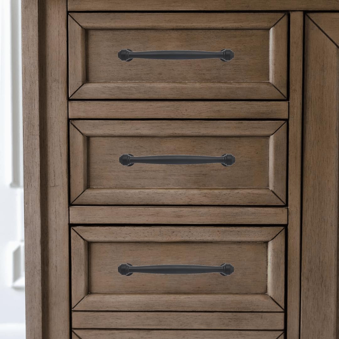 6-1/ Cabinet Pulls Kitchen Matte Cabinet / 6-1/4 Inch Hole Center / Black / 4 Inch / Set of 10