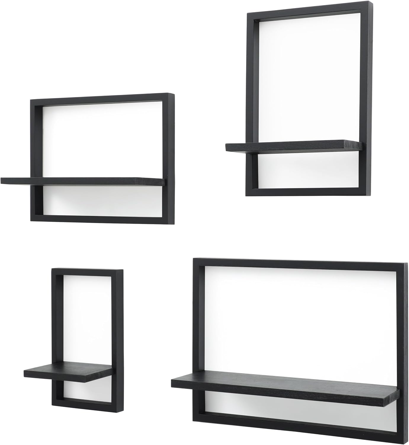 Square Floating Shelves / Rustic Black / Set of 4