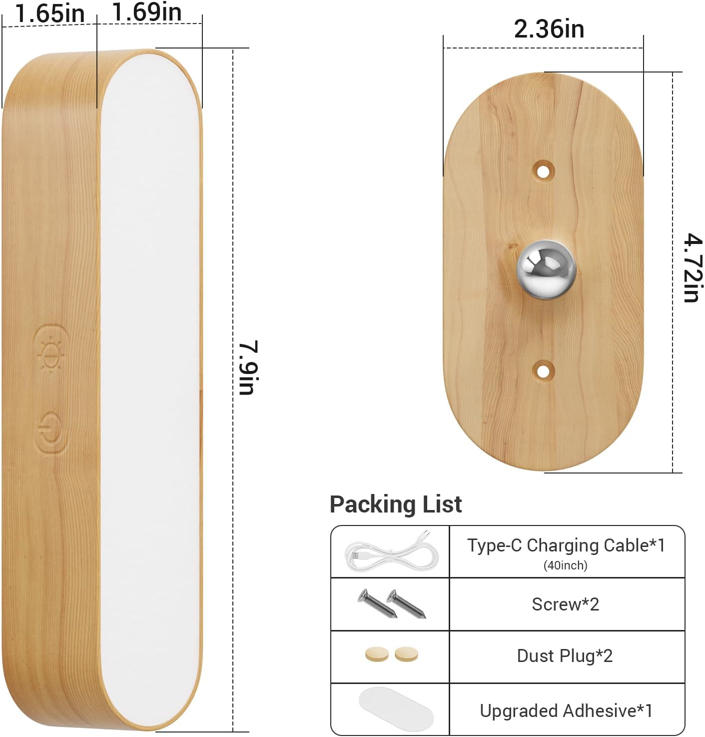 Battery Operated Wall Sconces Rechargeable & Cordless | 5 Color Temps & Dimmable Touch Control, 360°Rotating Magnetic