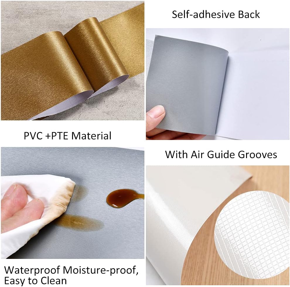 Metallic Wallpaper Border Peel and Stick Flexible Molding Trim Self Adhesive Decorative / Navy Blue