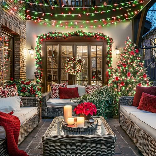 JMEXSUSS 163ft Clear Wire 500 LED Red and Green Christmas Lights