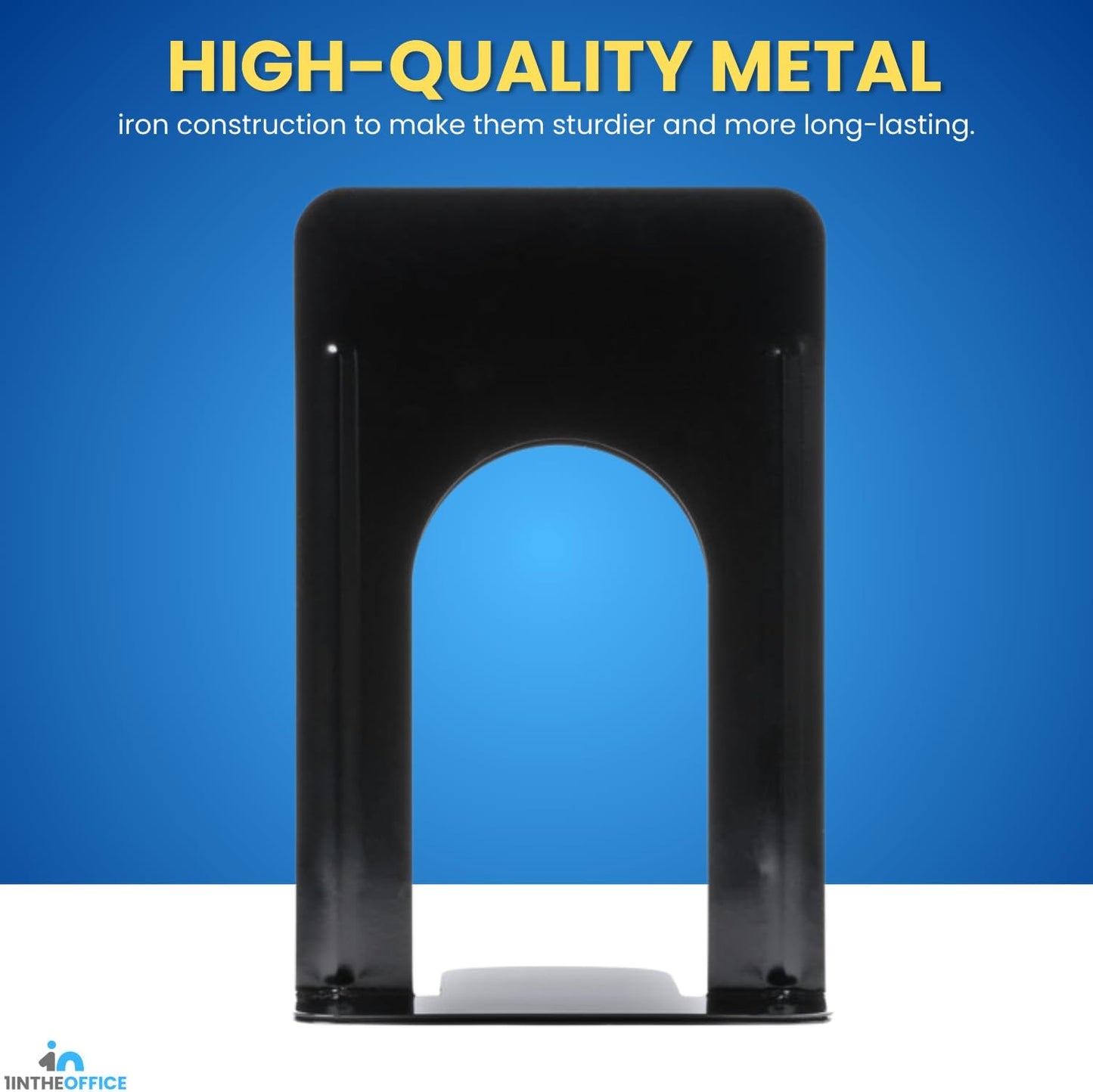 Metal Bookends / 8 1/ 7/ " Heavy Duty / Black / 4 x 5 / Set of 4