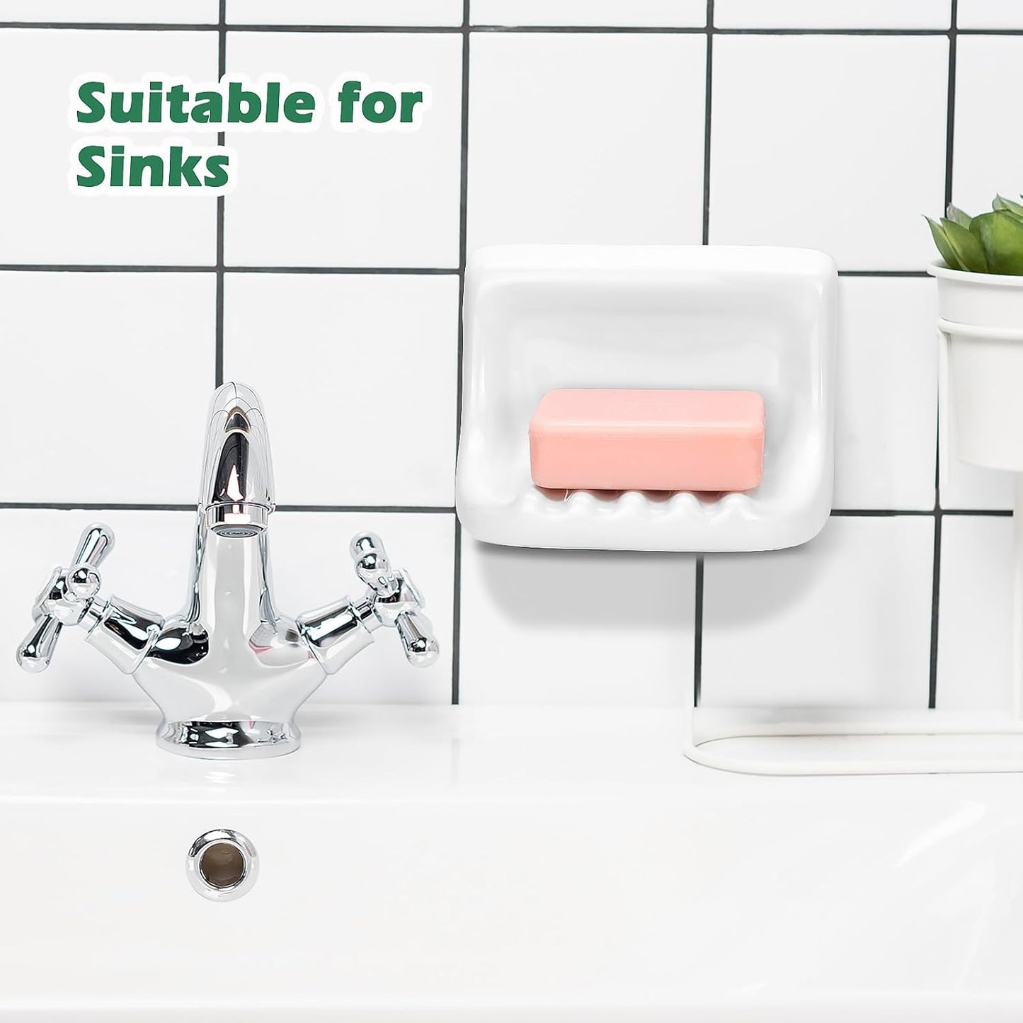 Retro Ceramic Soap Holder Porcelain Soap Tray / White