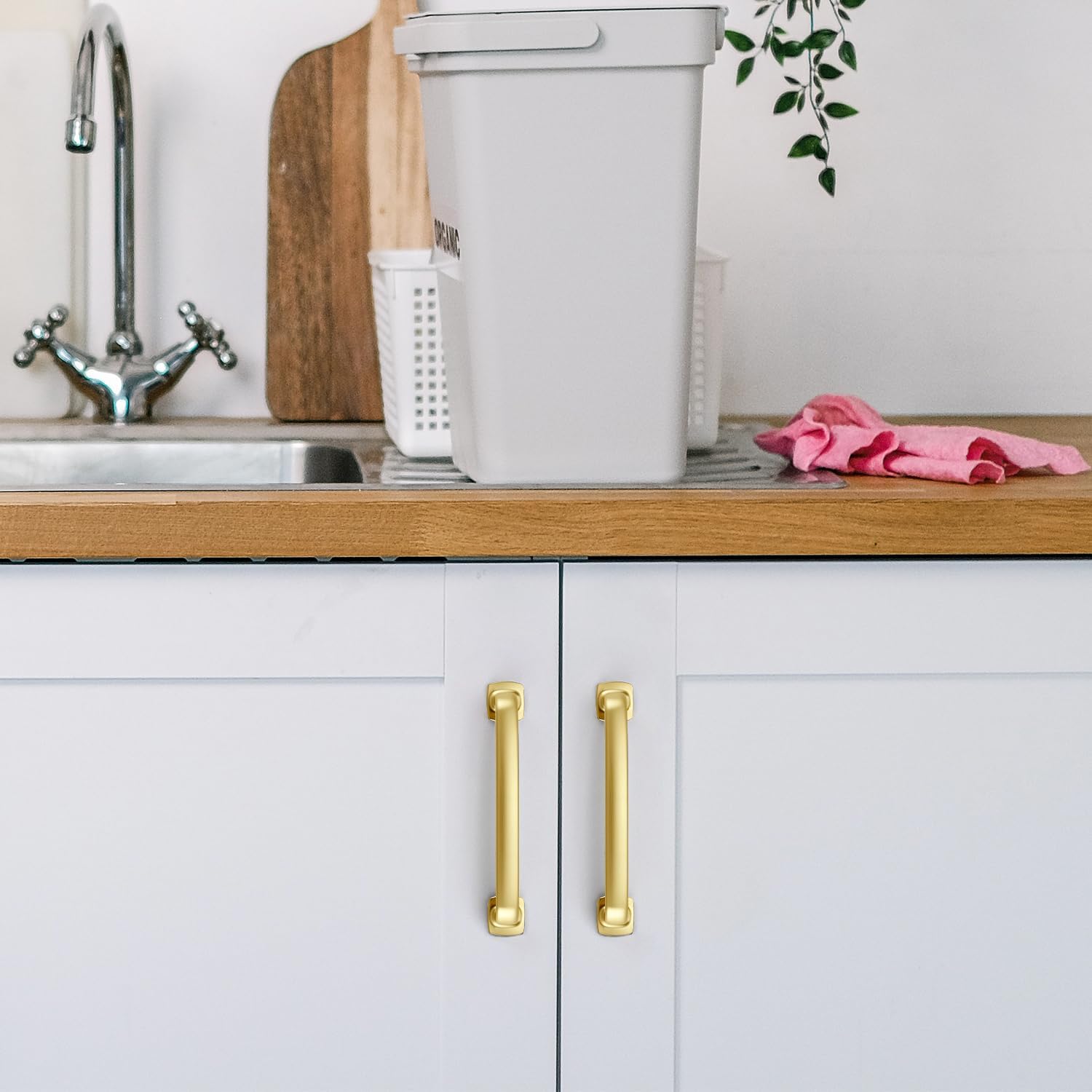 Arch Cabinet Pulls Solid 3-3/ Kitchen / Brushed Brass / 3-3/4 Inch Hole Center / 4 Inch / Set of 10