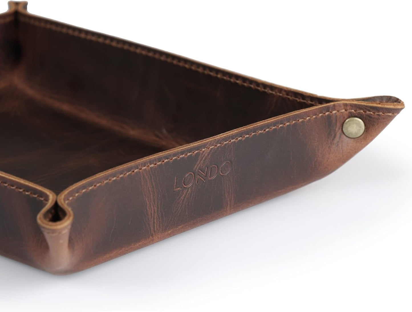 Londo Genuine Leather Tray Organizer - Practical Lightweight Water Resistant Computer Table Desk Storage Box for