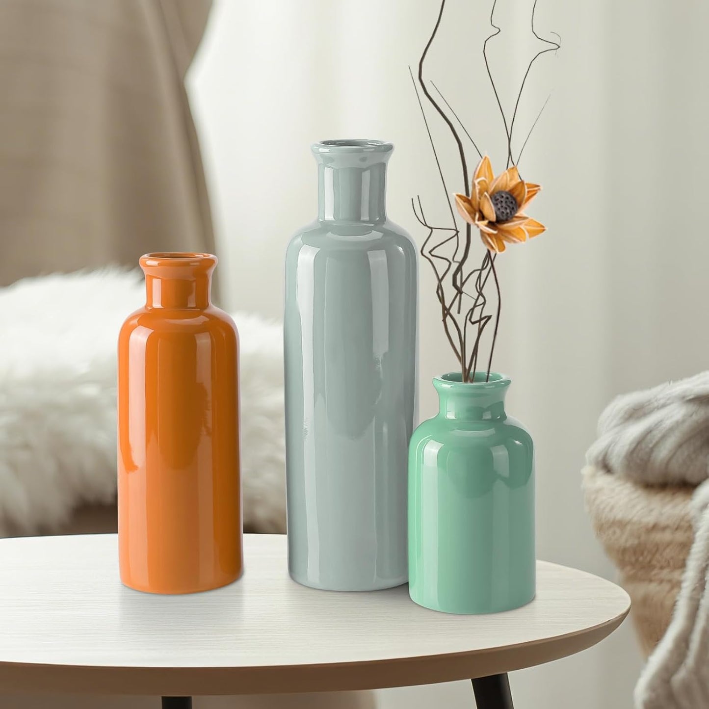 Small Ceramic Vase / Multicolor - 104 / Set of 3
