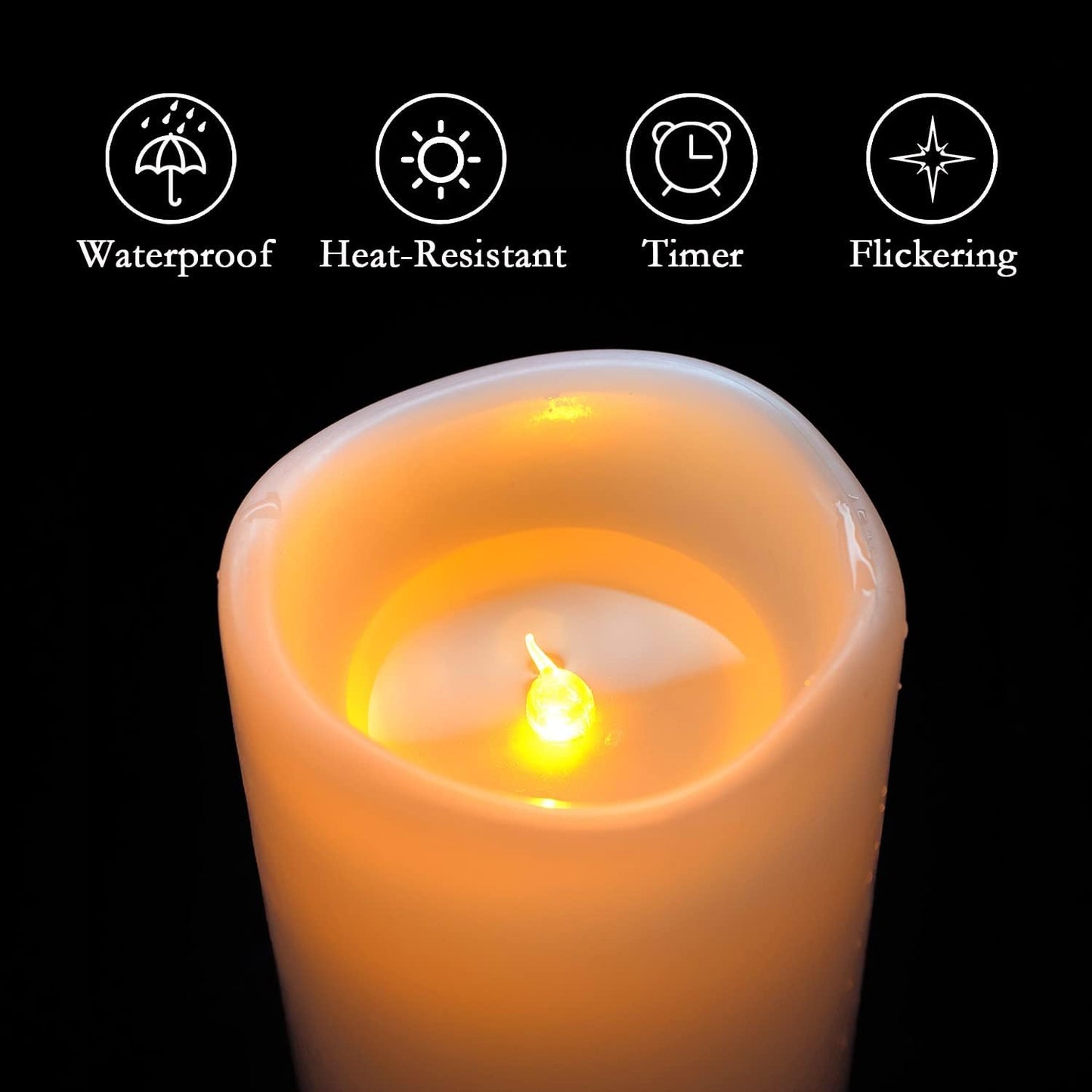 Homemory 10" x 4" Large Waterproof Outdoor Flameless Candles with Remote Control and Timer, Battery Operated Flickering
