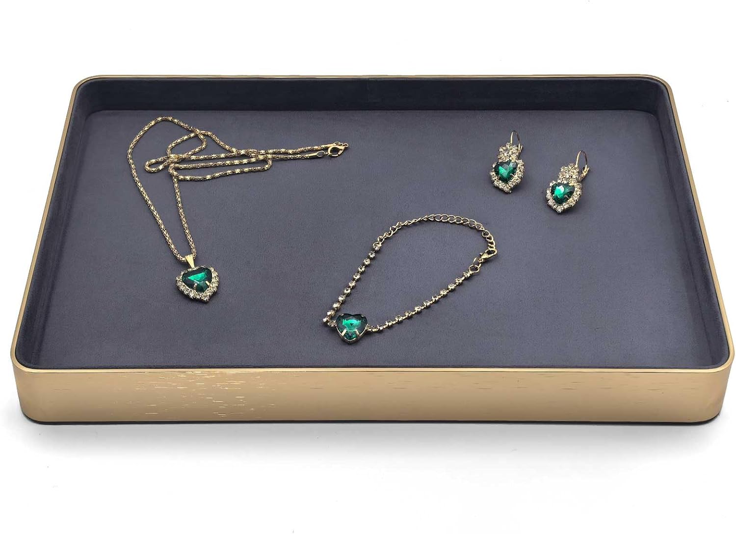 Metal Jewelry Tray, Valet Tray, Bedside Table and Desktop Organizer. It is Stackable and can be Used to Display