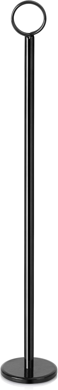 New Star Foodservice Ring-Clip Table Number Holder / Place Card Stand, 15 Inch, Black Finish, Set of 12