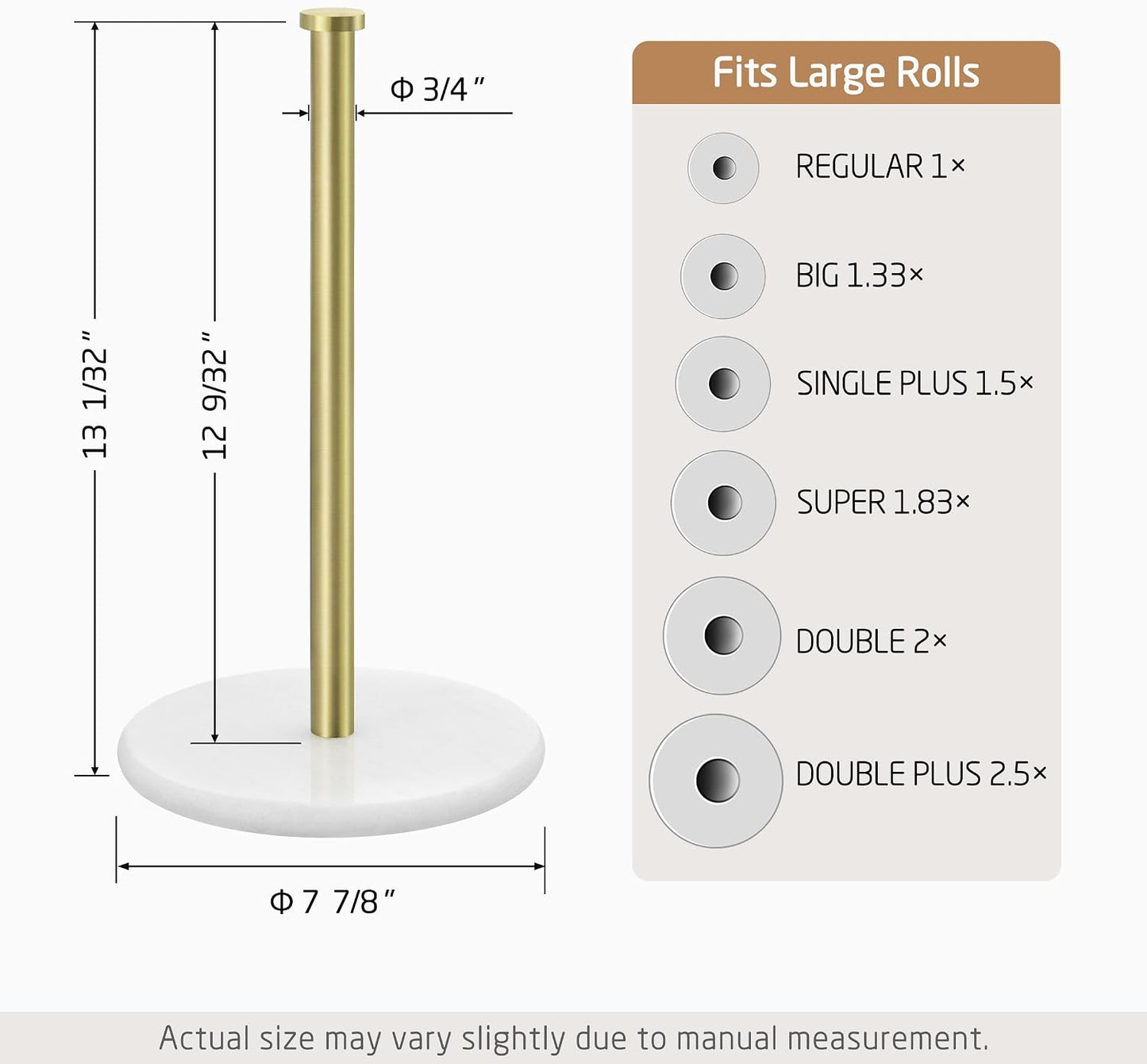 KES Natural Marble Paper Towel Holder Gold Countertop, Brushed Gold | Kitchen Standing Paper Towel Holders, Heavy