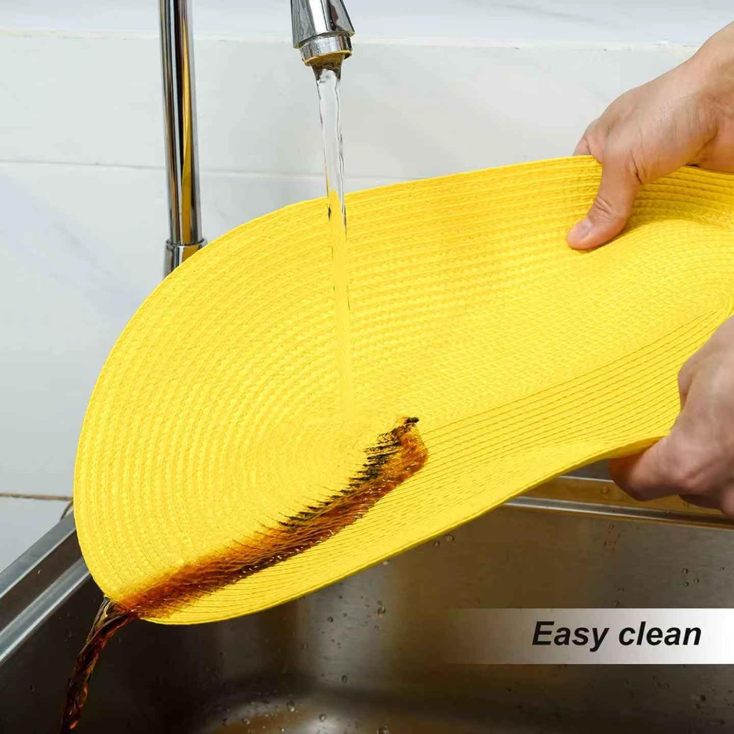 FunWheat Oval Braided Placemats Set of 8 Table Mats for Dining Tables Washable Heat Resistant Place Mats for Indoor