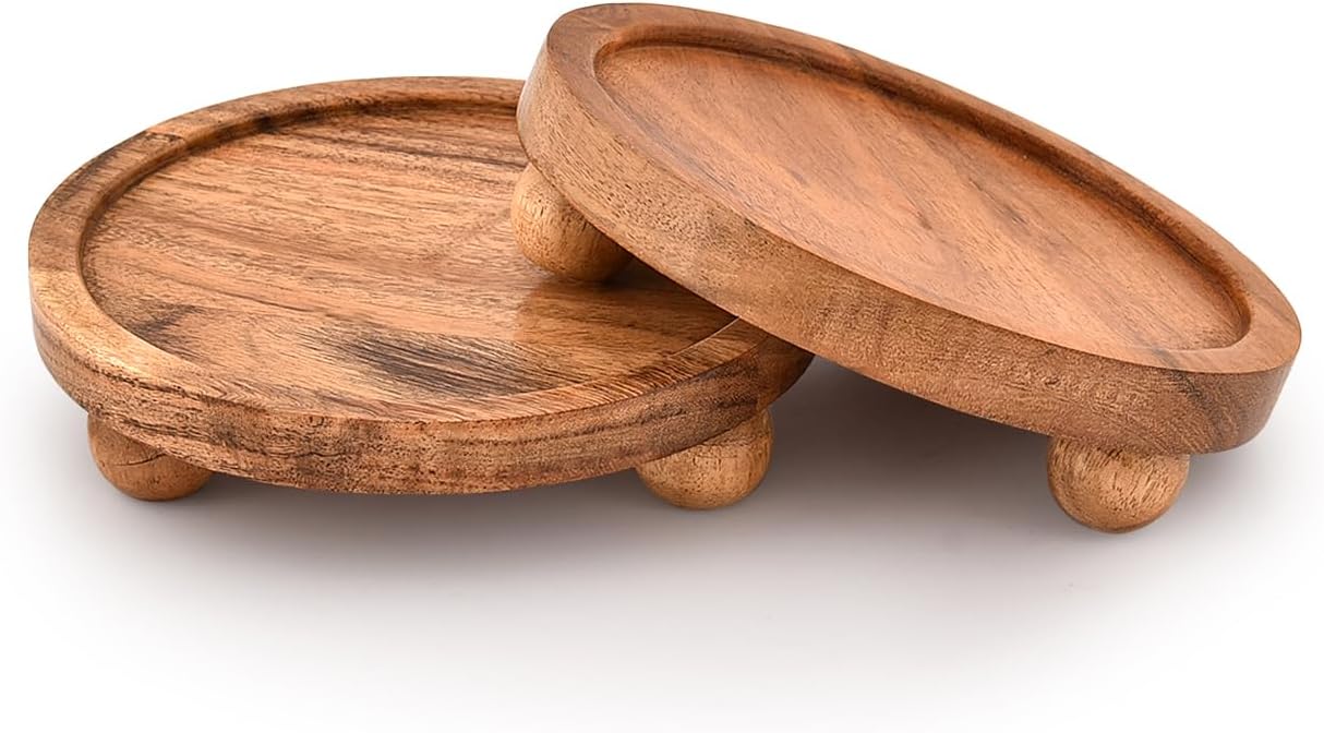 Display Stand Acacia Wood Round Wooden Display Stand Tray for Display Farmhouse