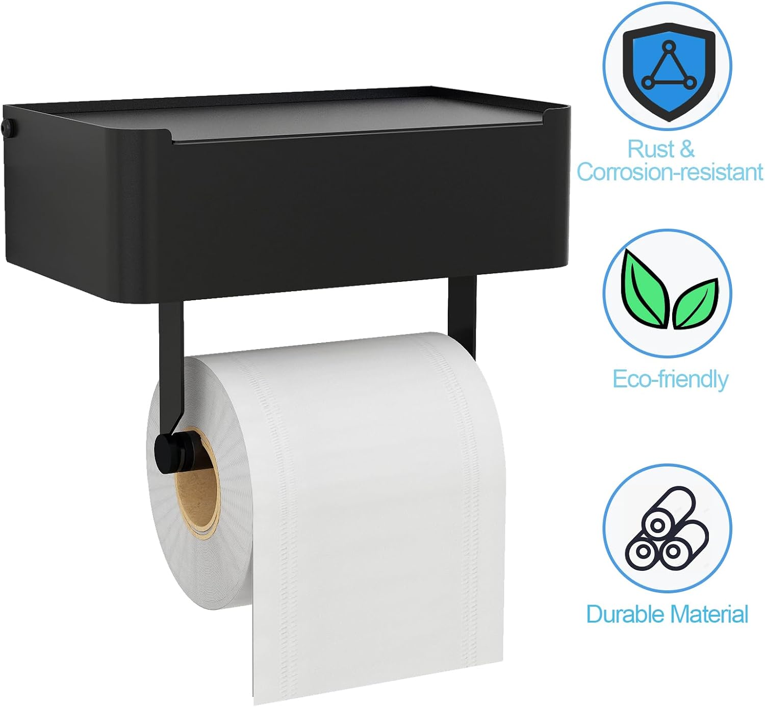 JUYSON Toilet Paper Holder with Shelf, Flushable Wipes Dispenser Fits for Bathroom Wipe Storage, Keep Your Wipes Hidden