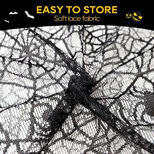 eZAKKA Black Lace Halloween Tablecloth - 60x104 Inch Rectangle Spider Web